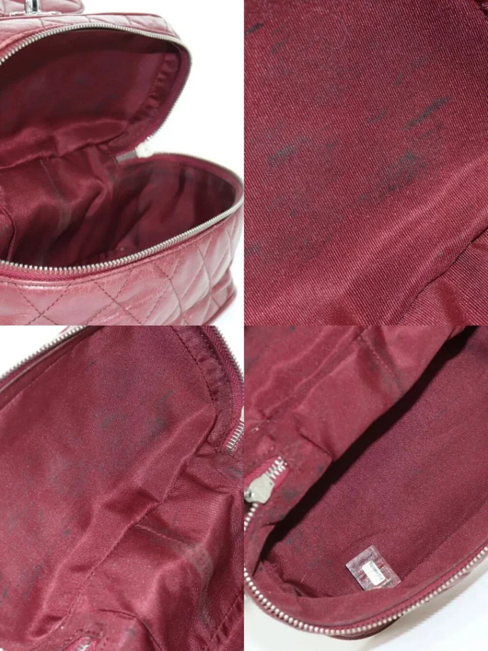 CHANEL Matelasse Chain Backpack Leather Bordeaux Silver CC Auth 172627A